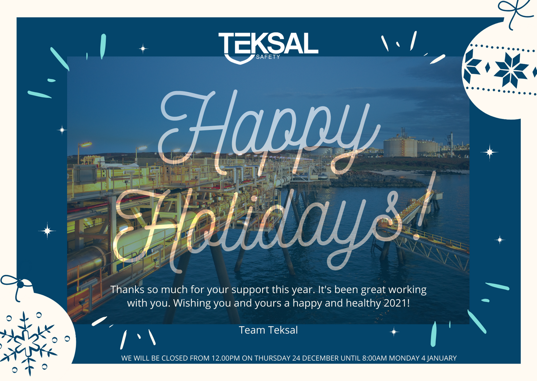 Thank you and Happy Holidays from Teksal Safety