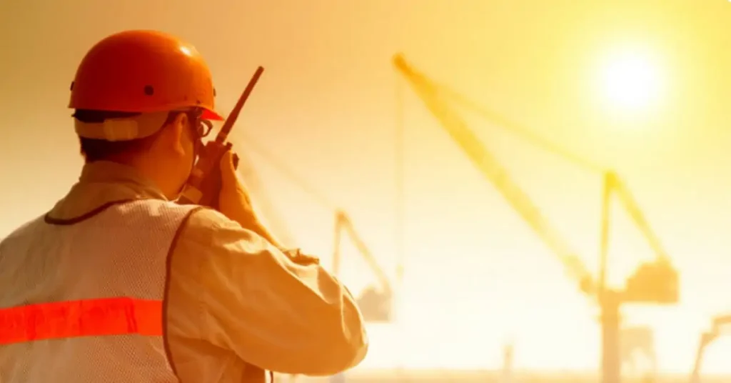 man on mine site in hot weather